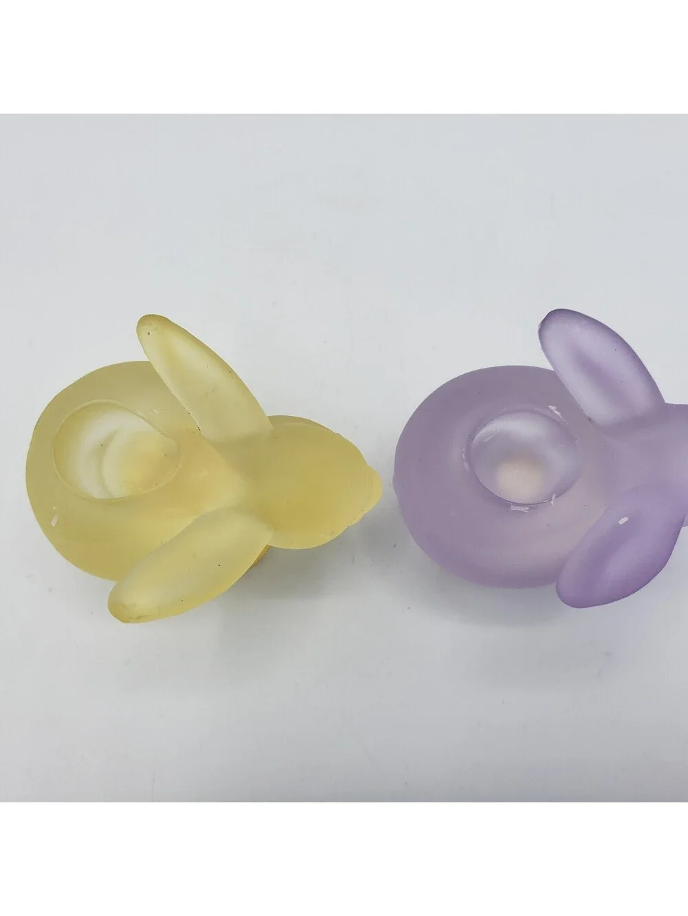 Celebration Taper Candle Holders In Box Frosted Glass Bunny Rabbits Easter